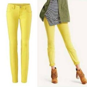 CAbi Citron Yellow Skinny Jeans Size 8